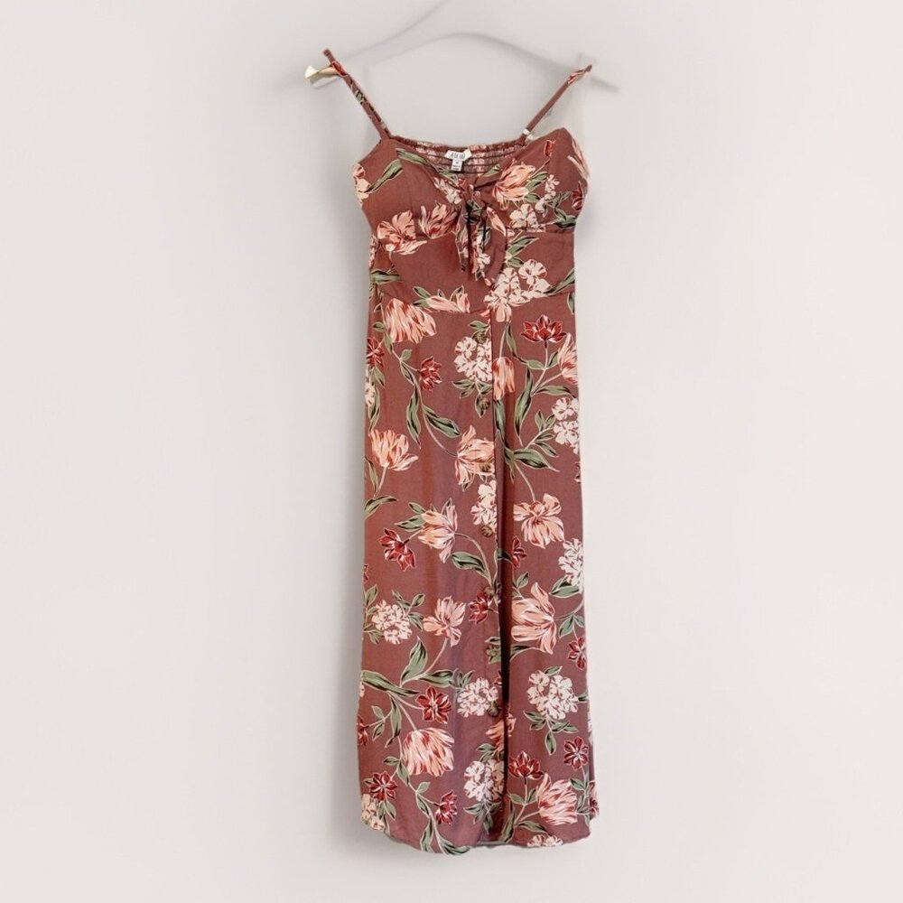 AWU Floral Coquette Milkmaid Button Maxi Dress Women’s Medium Mauve Cottagecore
